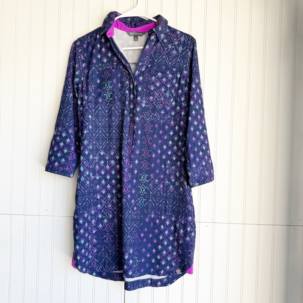Title Nine Size S Blue Purple Geometric Print Adventurista Dress